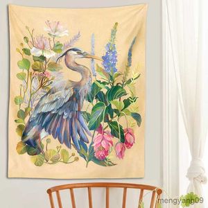 Tapissries Blue Floral Tapestry Wall Hanging Print Art Plant Flower Tapestries Rum Bakgrund Tyg Heminredning R230812