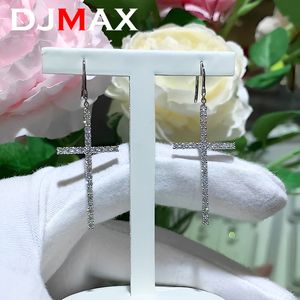 Stud Djmax 1,8 mm Full Hook Ohrringe für Frauen Original 925 Sterling Silver Cross Lady's Diamond Hook Ohrringe 230811