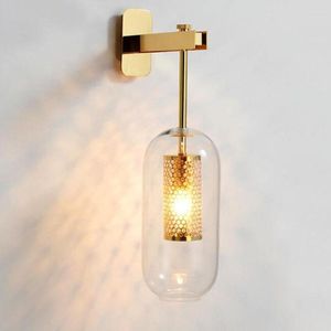 Wall Lamps Post Modern Indoor Lighting Lamp Gold/black Metal Glass Creative Sconce Light For Bedroom Bedside Aisle Corridor Stair