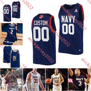 Navy Midshipmen koszulka koszykówki Austin Benigni Grant Hopkins Cam Cormany Mike Woods Sam Krist Jalen White Aidan Kehoe Custom Szygowane Męskie Jerseys