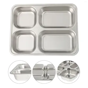 Dinnerware Sets Dinner Plate Lunch Compartment Rectangular Cake Platter Stainless Steel Tray Go Plates Lids Divided Serving Appetizer