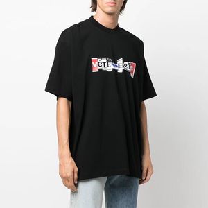 Erkek Tişörtleri Kaliteli Vetements Moda Gömlek Erkekler 1 1 Vetements Patchwork Mektup Kadın Tişört Büyük boy Tee Mens Giyim 230811