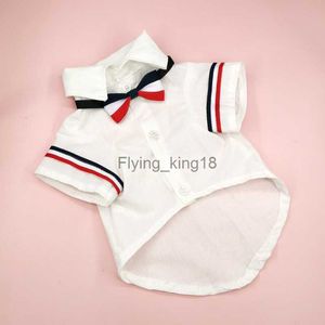 Pet Clothes Spring Summer Puppy Kitten Fashion Suit Liten och medelstor hund Bow Tie White Thin Shirt Chihuahua Yorkshire HKD230812