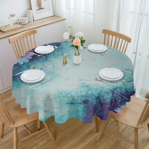 Table Cloth Flower Spot Distressed Gradient Shade Waterproof Tablecloth Decoration Wedding Home Kitchen Dining Room Round Cover