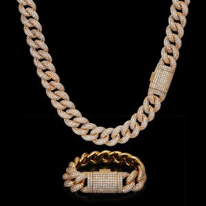 Hip Hop Necklace New 20mm 4-Row Miami Heavy Industries Cuban Chain Full Zircon Men's Necklace Accessories