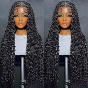 180%Densitet Deep Wave 13x4 13x6 HD Spets Front Lair Human Hair Wigs Water Wave Transparenta Curly Wigs 360 Glueless Full Spets Wig For Black Women