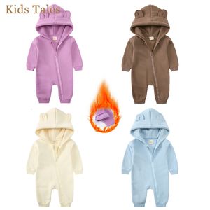 Rompers Girli per bambini neonati ragazze calde e gradevoli pagliaccette per pile di cotone fumetto 3d orso salta con cappuccio per bambini a maniche lunghe snownet 230812