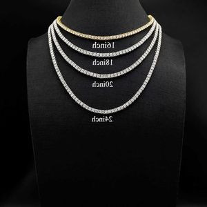 Halskette für Männer, Reihe 3/4/5 mm, Breite, Lager, Iced-Out-Kette, Silber vergoldet, Luxus-Schmuckdesigner für Frauen, Hip-Hop-Herren-Tennis-Halsketten