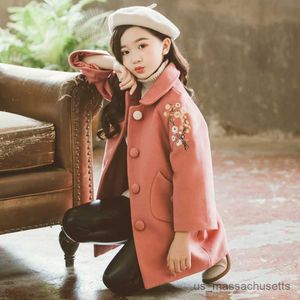 Jackets Children Outerwear Winter Jackets for Girls Woolen Coat Fashion Warmer Thick Long Overcoat Kids Clothes R230812