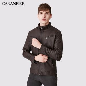 Jackets masculinos Caranfier Men Jaqueta de couro casual zíperes