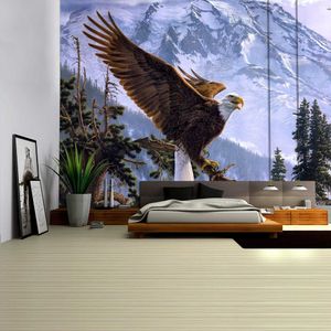 Tapissries Eagle Flying Tapestry Wall Hanging Blue Sky White Clouds Beach Mat Travel Madrass Liten Fresh Home Decor