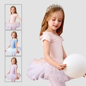 Scene Wear Girls Ballet Dress Children's Training kjol Kidsdräkter Spik för gymnastik Tutu Klassiska danskläder Kort ärm