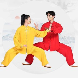 Ethnic Clothing Martial Arts Training Performance Tai Chi Set Chinese Style Two Piece Suit Shirt&Pants Women&Men Tang Loose Plus Size Wear