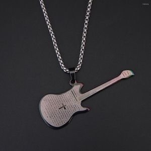 Pendant Necklaces Stainless Steel Jesus Religious The Bible Guitar Musical Instruments Chain Jewelry