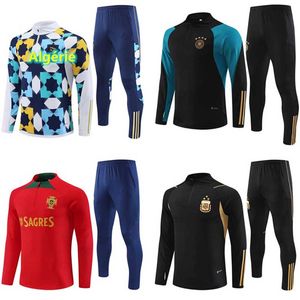 Survetement Chandal Algerien Argentinien Mexiko Portugal Deutschland Italien Long Hosen Trails Training Anzug Fußball -Sets Ensemble Jacke 2023 2024 Kids Kit Jogging