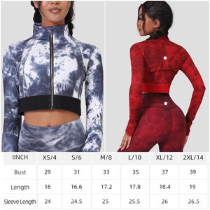 LL-88027 Roupas de ioga Fitness Wear Womens Sportswear Outer Short Short Jackets de vestuário de vestuário casual casual Exercício Trey Tie-Dye Manga longa Tops de manga longa