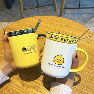 Mugs Mug High Value With Lid Spoon Creative Cups Girls Ceramic Cup Office Drinking Couple Coffee Male