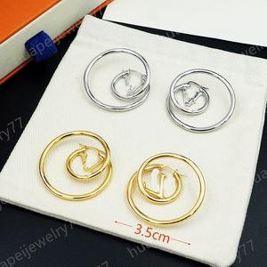 Moda Kadın Çember Küpe Tasarımcı Spiral Çember Altın Küpeler 3.5 cm genişliğinde Küpe Huggie Sevgililer Günü Hediyesi