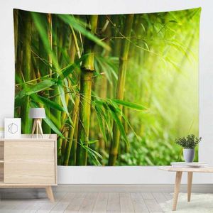 Tapestries Bamboo Forest Pattern Bright Series Wall Hanging Tapestries Wall Cloth Mat Background Blanket Home Decoration