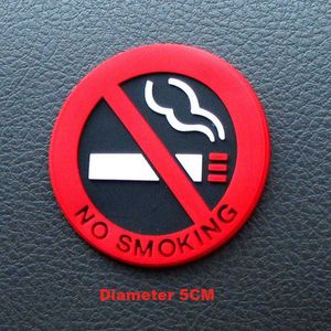 No Smoking Car Stickers Silica Gel Styling Round Red Sign Vinyl Self Adhesive Sticker Decal Universal Auto Interior Accessories R230812