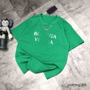 New Fashion Brand Bv Chain Short Sleeve b Classic Neckline Necklace Round Neck Loose Men's and Women's T-shirt