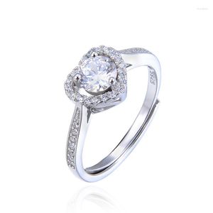 Cluster Rings Heartart 2023 925 Серебряное кольцо с высоким польским кубическим цирконием регулируется