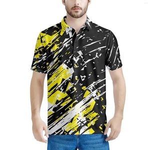 Men's Polos Cycling Jersey Pattern Yellow Black White Men Polo Shirt Short-Sleeved Summer Clothing Size S-5XL Holiday Beach Party Multicolor