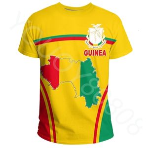 Męskie koszulki Summer Summer Męska okrągła szyja z krótkim rękawem Casual Loose Street African Zone Clothing-T-shirt flagi gwinei 230811