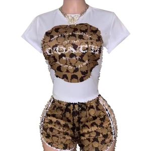 Designer Women's Outdoor Casual Fashion Printed Shorts Short Sleeve Pants Sports Suit