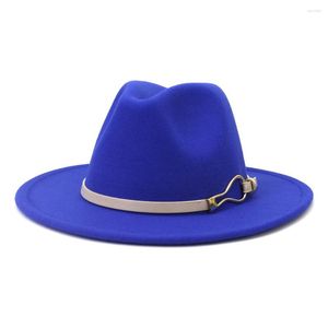 Berets 2023 Wholesale Men Women's European And American Fashionable Woolen Felt Fedora Hat With Wide Brim Fall Winter Jazz Panama