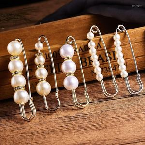 Brooches U-Magical Minimalist Faux Pearl Metal Paper Clip Brooch Women Charming Circle Rhinestone Vintage Multiple Styles Jewelry