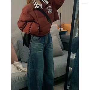 سراويل جينز للسيدات في ديب تاون هاراجوكو عالي الخصر للنساء في التسعينات من القرن الماضي