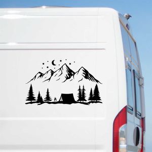 Tält bergsklistermärke stort husvagn husbil klistermärken äventyr berg camping rv lastbil hästbox bil van decal r230812