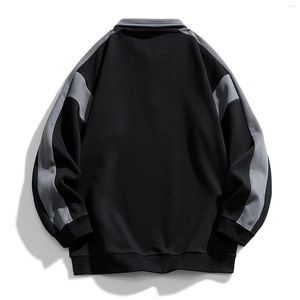 Herren Hoodies Confectable Oversize-Kapuzenless Sweetshirts lässig tägliche tägliche farbanpassende männliche Kleidung Herbst Frühling O-Neck Long-Alt-Tunika