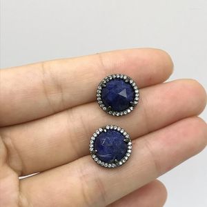 Stud Earrings Good Quality Fashion Jewelry Lapis Lazuli Round Shape For Women Gift
