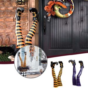 その他のイベントパーティー用品ハロウィーンの邪悪な魔女の足の小道具の小道具の足の並んでブーツ飾り庭の飾り庭の装飾