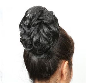 057 New Messy Scrunchie Chignon Bun Straight Elastic Band updo 헤어 피스 합성 Chignon 헤어 확장 여성