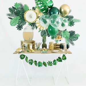 Decoration Green Leaf Balloon Jungle Theme Decoration Birthday Decoration Tableware for Supplies