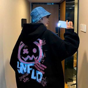 2022 Thick Fleece Winter Tops Men Hip Hop Hoodie Fun Graffiti Cartoon Oversized Sweatshirt Loose Casual Harajuku Kawaii Clothes HKD230725