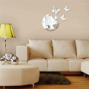 Adesivos de parede decoração de borboleta 3d acrílico adesivo de espelho decoração de casa sala de estar banheiro banheiro mural decalque