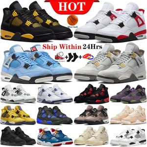 Mens Jumpman 4 Basquete Sapatos 4S Cimento Vermelho Trovão Militar Black Cat Seafoam Photon Dust Pine Green University Blue Midnight Navy Womens Designer Sneakers