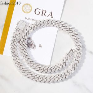 Новая модная 2-й 2-й рост 10-20 мм VVS Moissanite Diamond Sier Cuban Link Chain для рэппера хип-хоп украшения