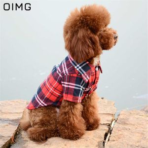 OIMG Samll Dogs Clothes Classic Dog Blouse Soft Cotton Pet Plaid Shirts Tops Spring Autumn Pug Teddy Dachshund Pet Clothing HKD230812