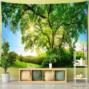 Gobelinowe wysokie drzewo las -las gobelin wiszący naturalny sceneria styl tła tkanina dekoracja domu r230812