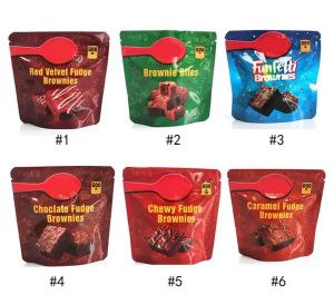 wholesale infused Bro wnies packaging bags 600mg cake empty chewy fud ge choc olate snack caramel bites red velvet