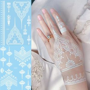 Temporary Tattoos White Henna for Women Waterproof Body Art Mehndi Sticker Hand Hena Water Transfer Tattoo 230812