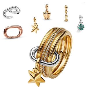 Clusterringe 2023 925 Sterling Silber Me Style -Verbindungsring für Frauen Emaille Schmuck Rosegold Mini Bunte Tagesgeburtstag Geschenke