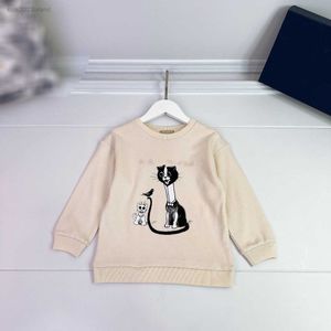 Tasarımcı Bebek Giysileri Çocuk Hoodies Siyah ve Beyaz Kedi Baskı Boys Sweater Boyut 100-160 cm Yüksek Kaliteli Çocuk Sweatshirts Aug10