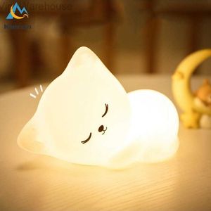 Weiche Silikonkatze sieben Farben LED Night Lights USB wiederaufladbare Kinder Baby Kinder Nacht Lampe kreative Cartoon Room Decor HKD230812