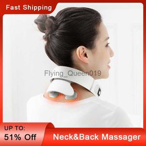 Electric Collar Neck Massager Osteochondrosis Treatment Low Frequency Massage Pulse Heating Shiatsu Anti-cellulite Appliances HKD230812